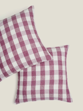 100% Linen European Pillowcase Set (of two) in Lavender Check