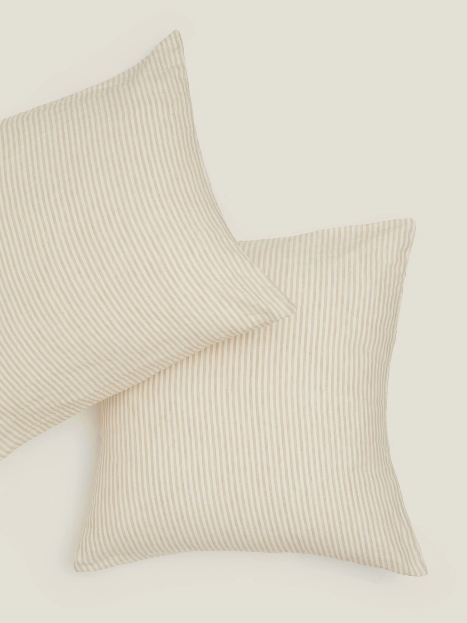 100% Linen European Pillowcase Set (of two) in Natural Stripes