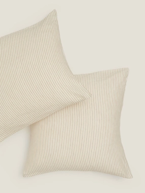 100% Linen European Pillowcase Set (of two) in Natural Stripes