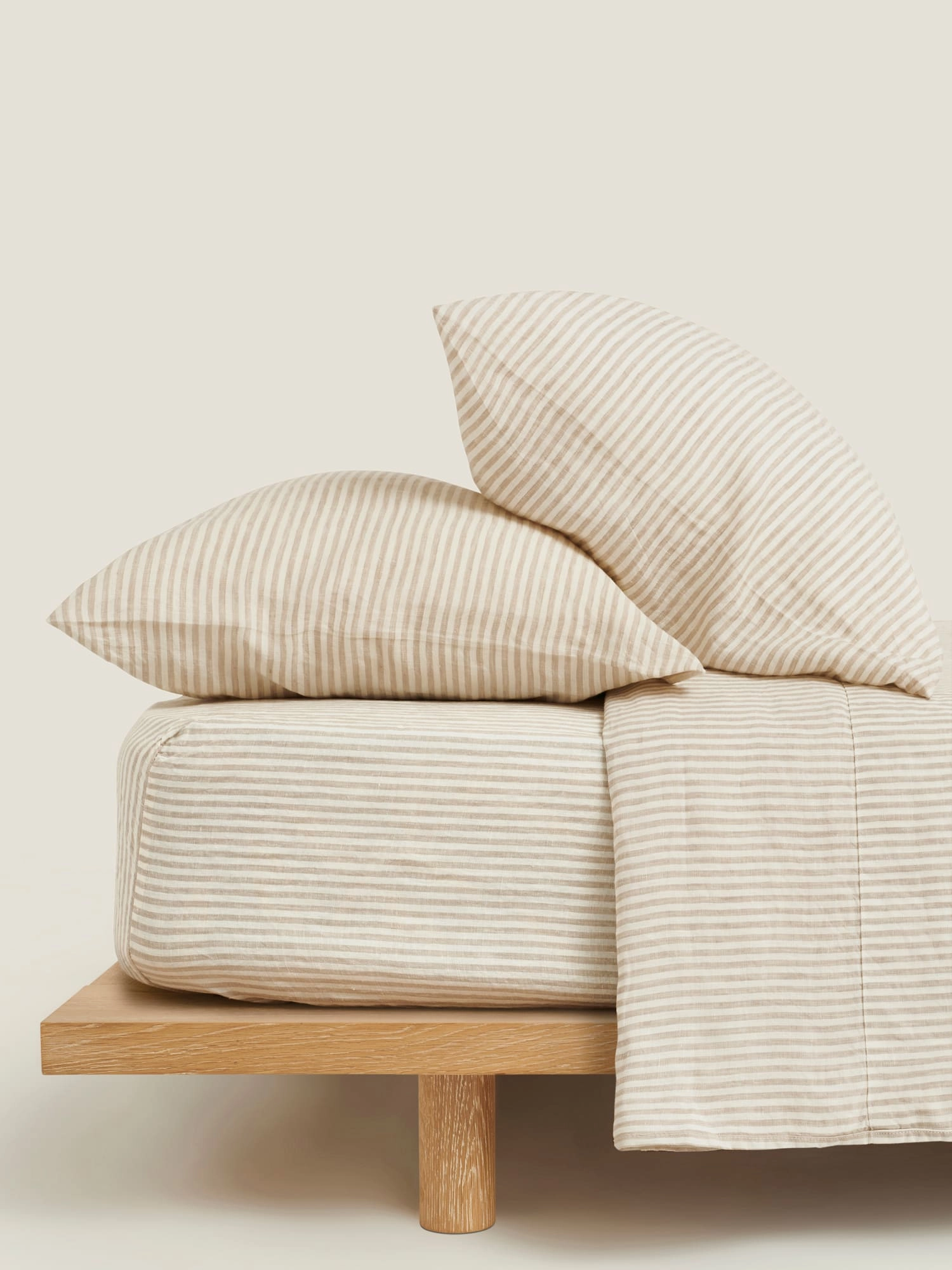 100% Linen European Pillowcase Set (of two) in Natural Stripes