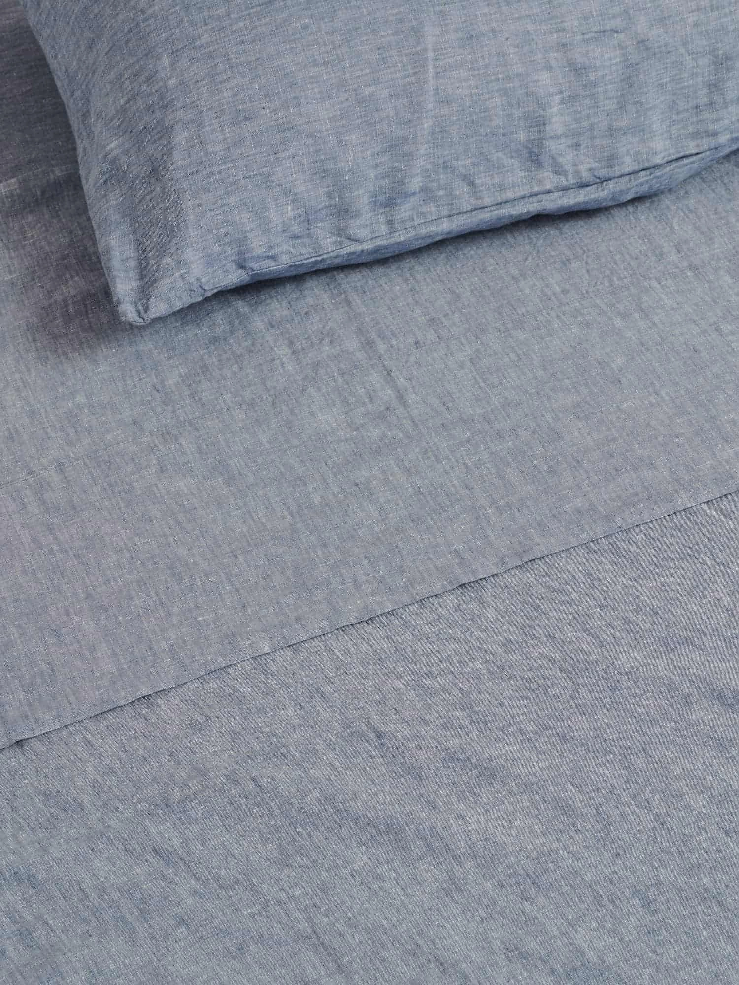 100% Linen Fitted Sheet in Ocean