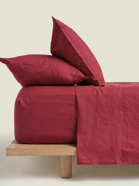 100% Linen Fitted Sheet in Pinot