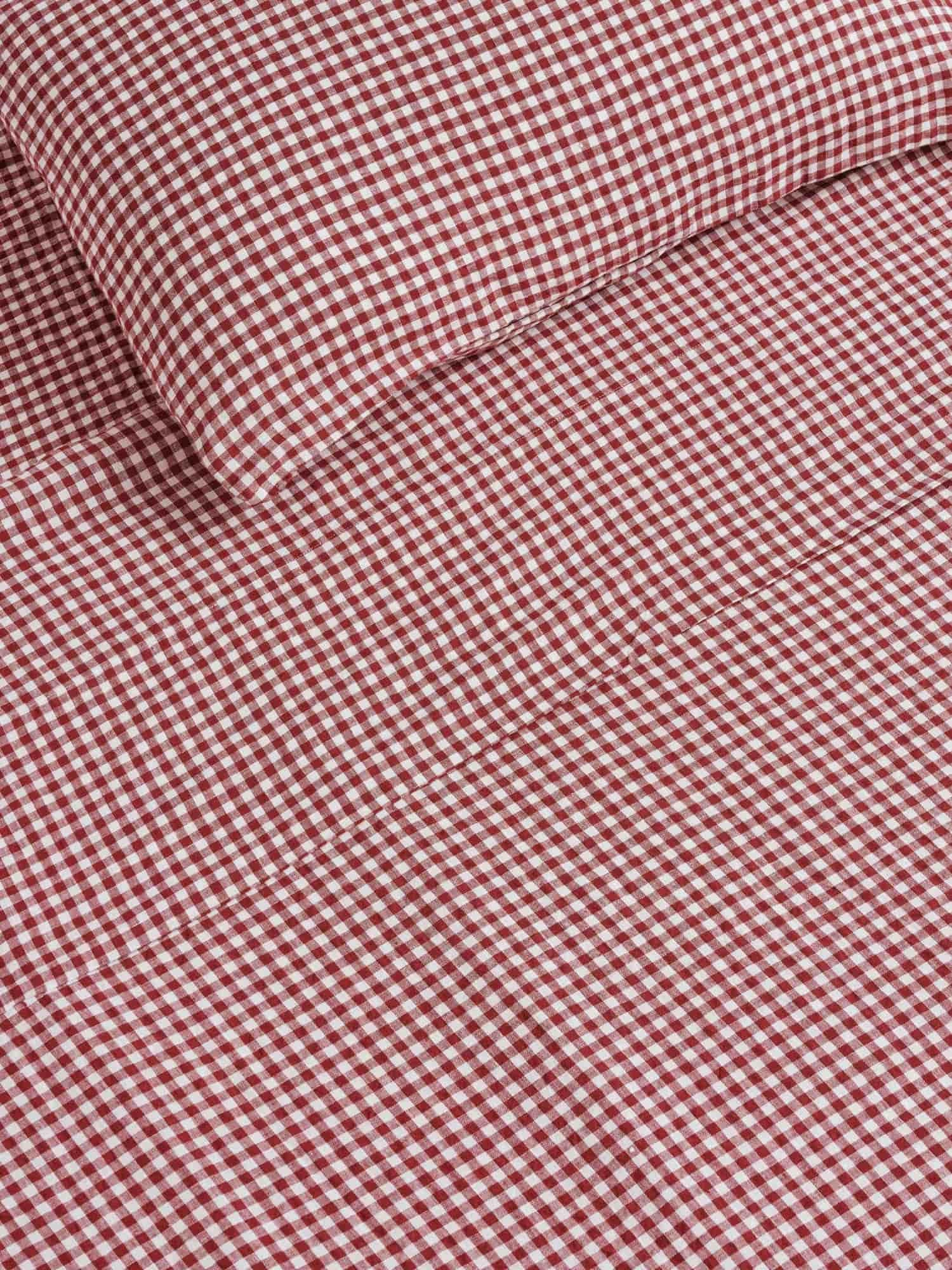 100% Linen Fitted Sheet in Pinot Gingham