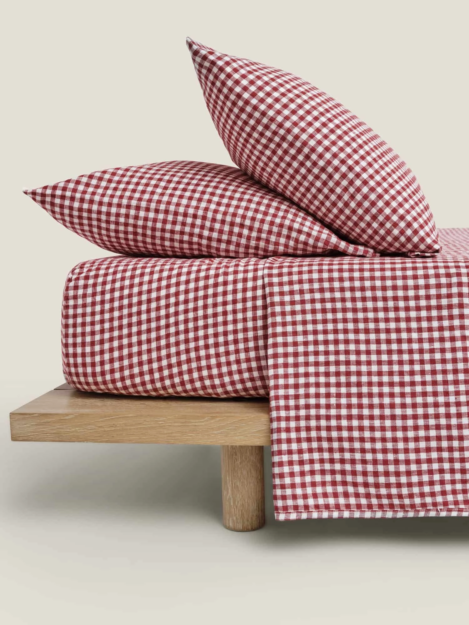 100% Linen Fitted Sheet in Pinot Gingham