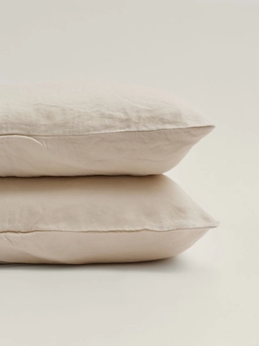 100% Linen Pillowcase Set (of two) in Cream