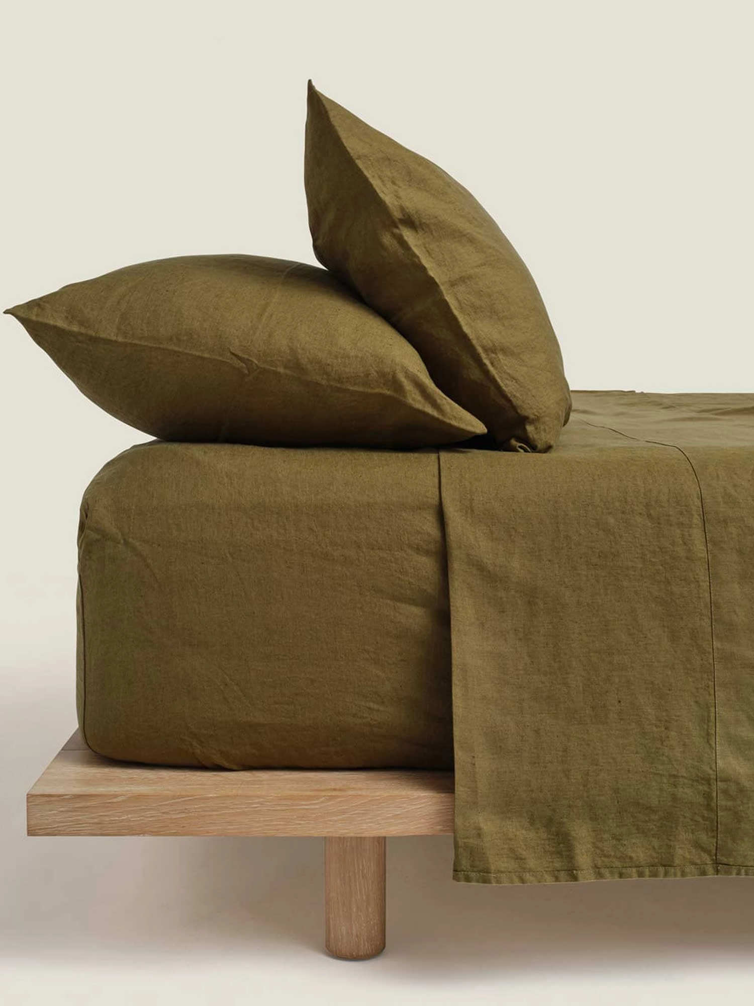 100% Linen Pillowcase Set (of two) in Olive