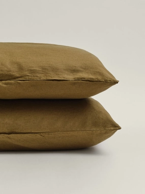 100% Linen Pillowcase Set (of two) in Olive