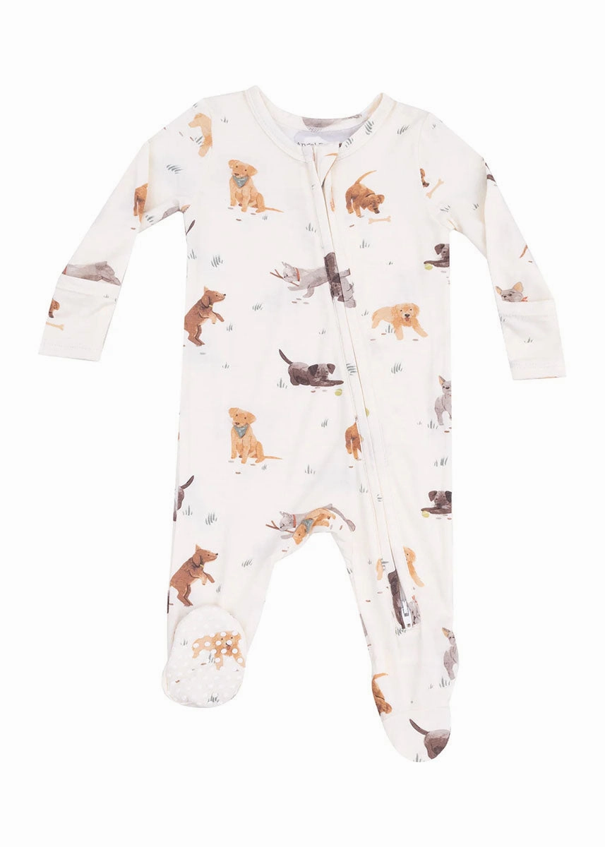 2-Way Zipper Footie - Watercolor Puppies