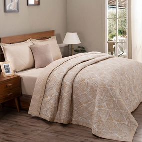 6PC Quilt/Quilted Bed Cover Set Art Nouveau Lindsey Gold