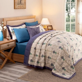 8pc Quilt Set Nouveau Tradition Water Lily Blue