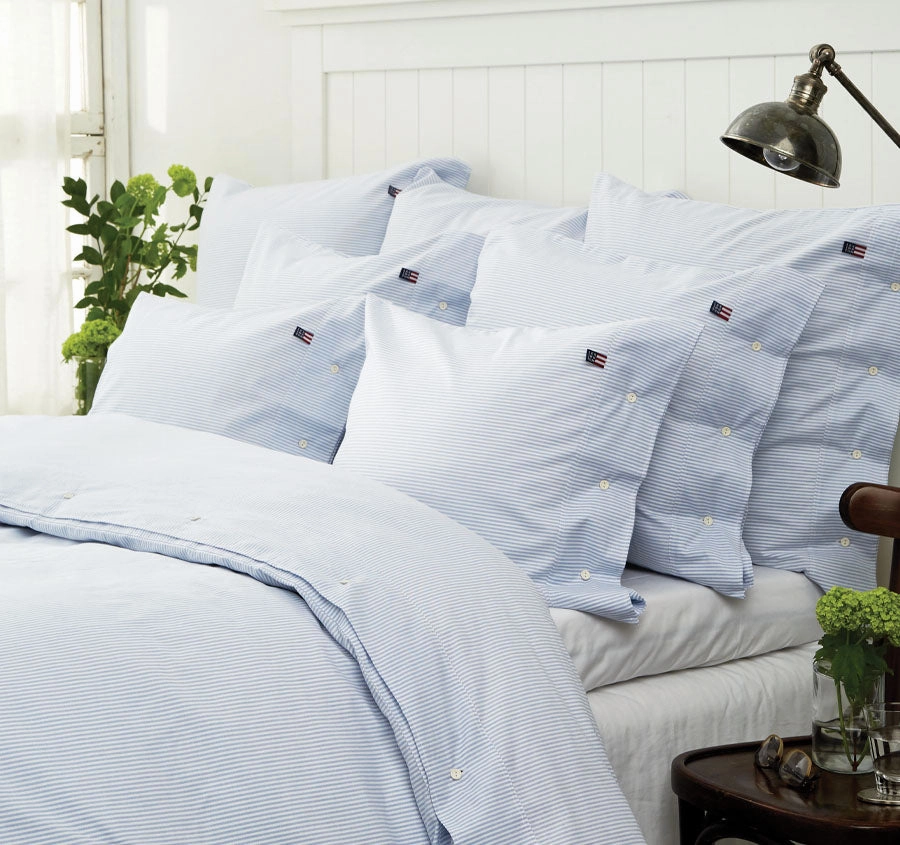 American Pin Point Oxford Quilt Cover Set Range Blue and White