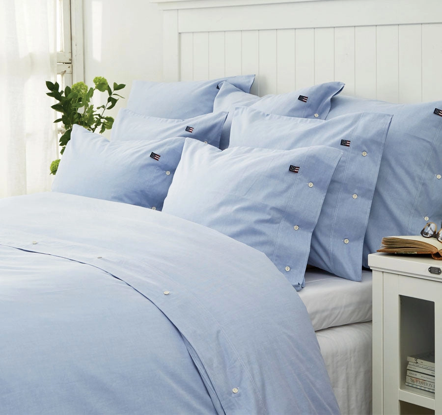 American Pin Point Oxford Quilt Cover Set Range Blue