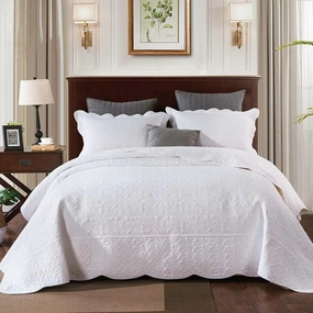 Antique White Quilted coverlet set