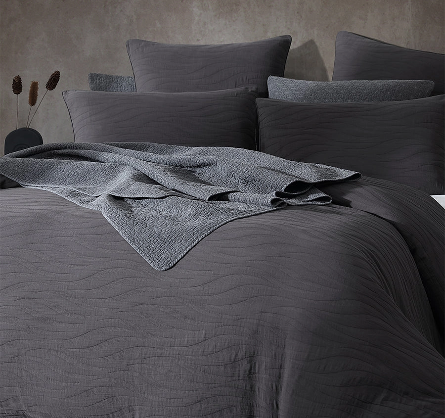 Ariel Quilt Cover Set Range Charcoal