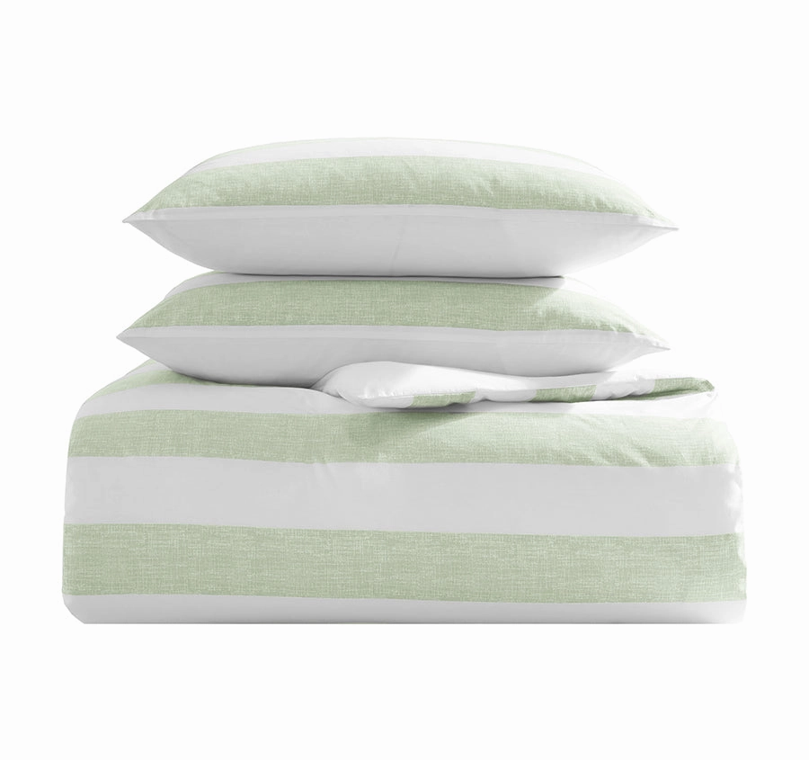 Awning Stripe Quilt Cover Set Range Sage