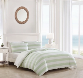 Awning Stripe Quilt Cover Set Range Sage