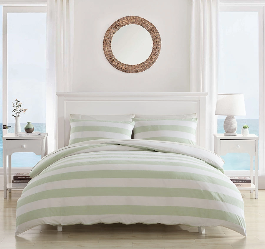 Awning Stripe Quilt Cover Set Range Sage