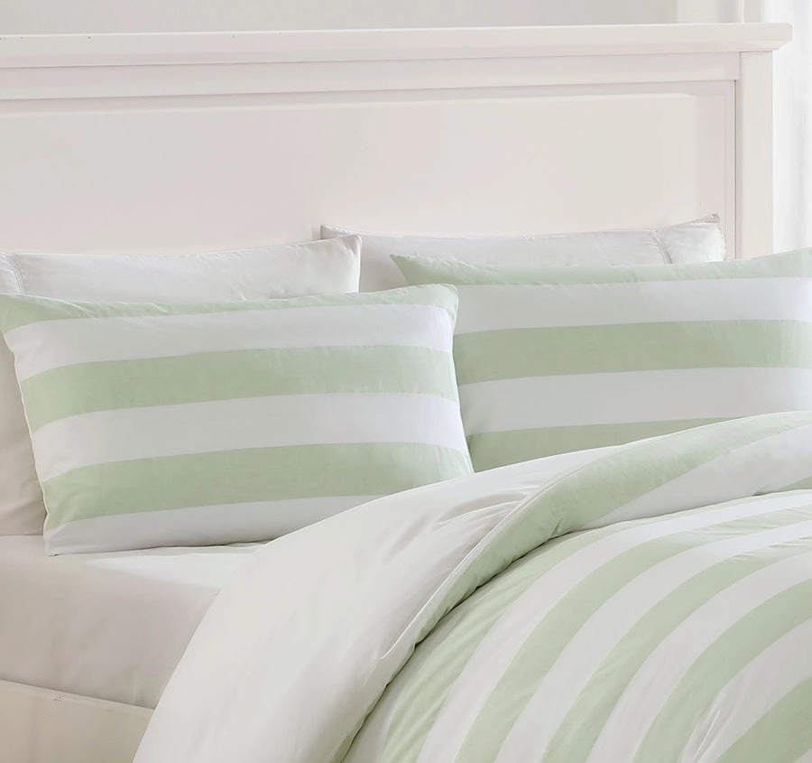 Awning Stripe Quilt Cover Set Range Sage