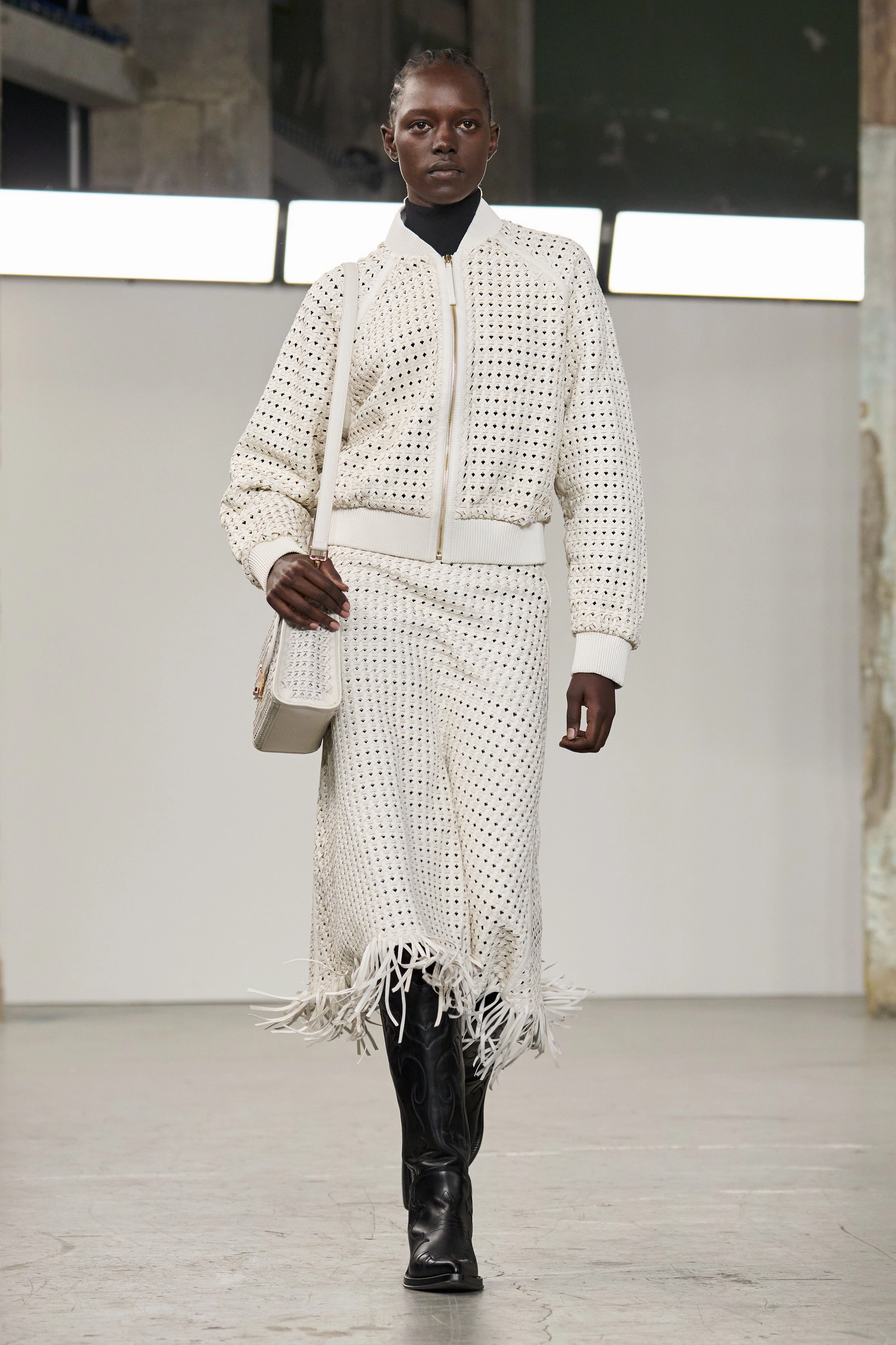 Bennie Skirt in White Nappa Leather