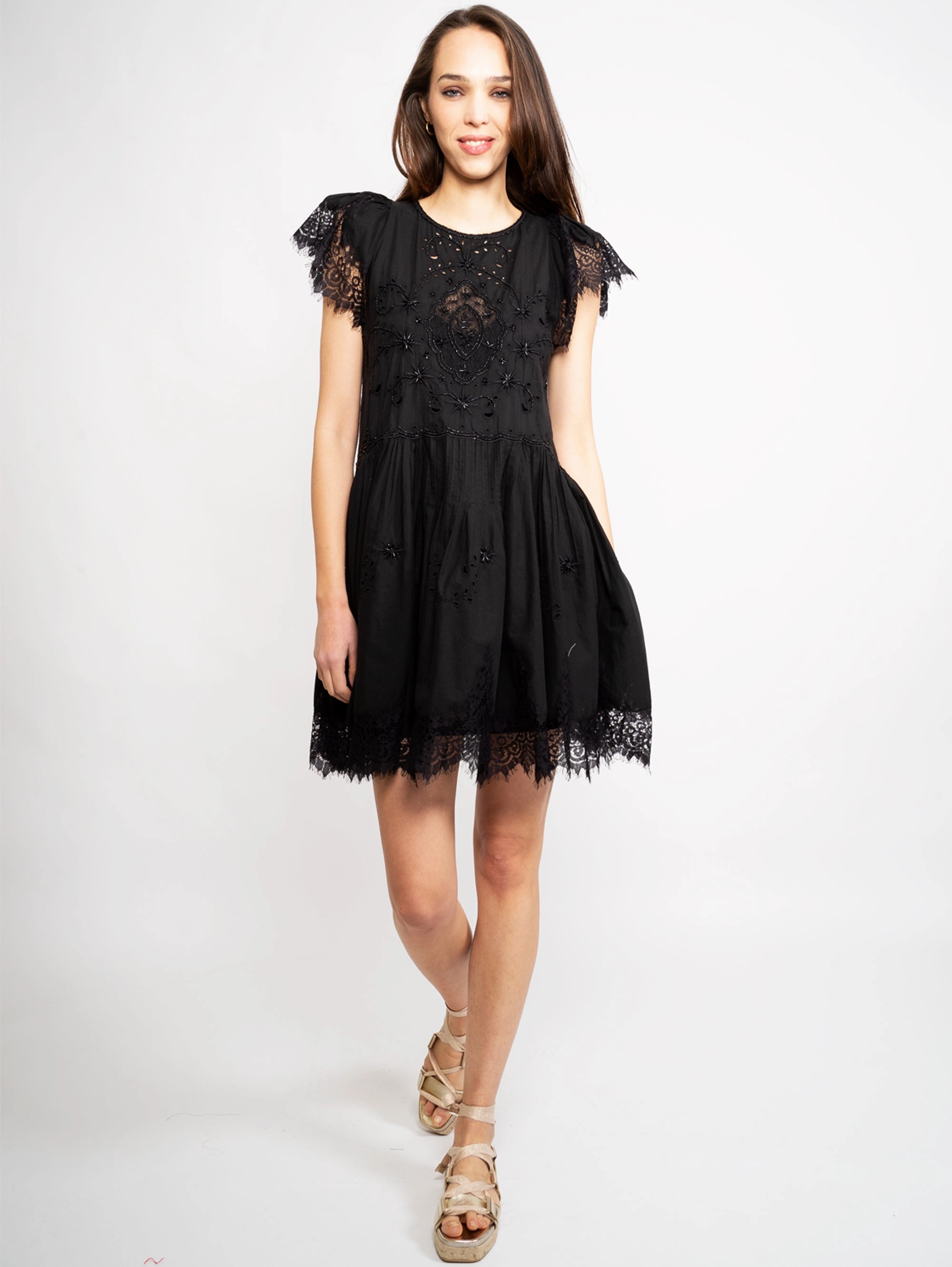 Black Embroidered Muslin Dress