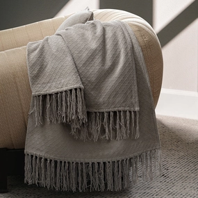 Blaize 100% Cotton Solid Weave Grey Throw/Sofa/Multi Cover/Single Bed Cover