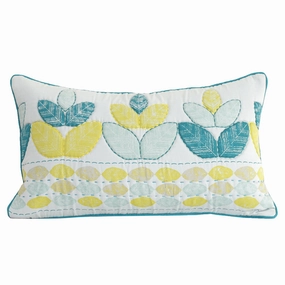 Botanical Heritage Distorted Leaf Print And Embroidery Green Cushion Cover