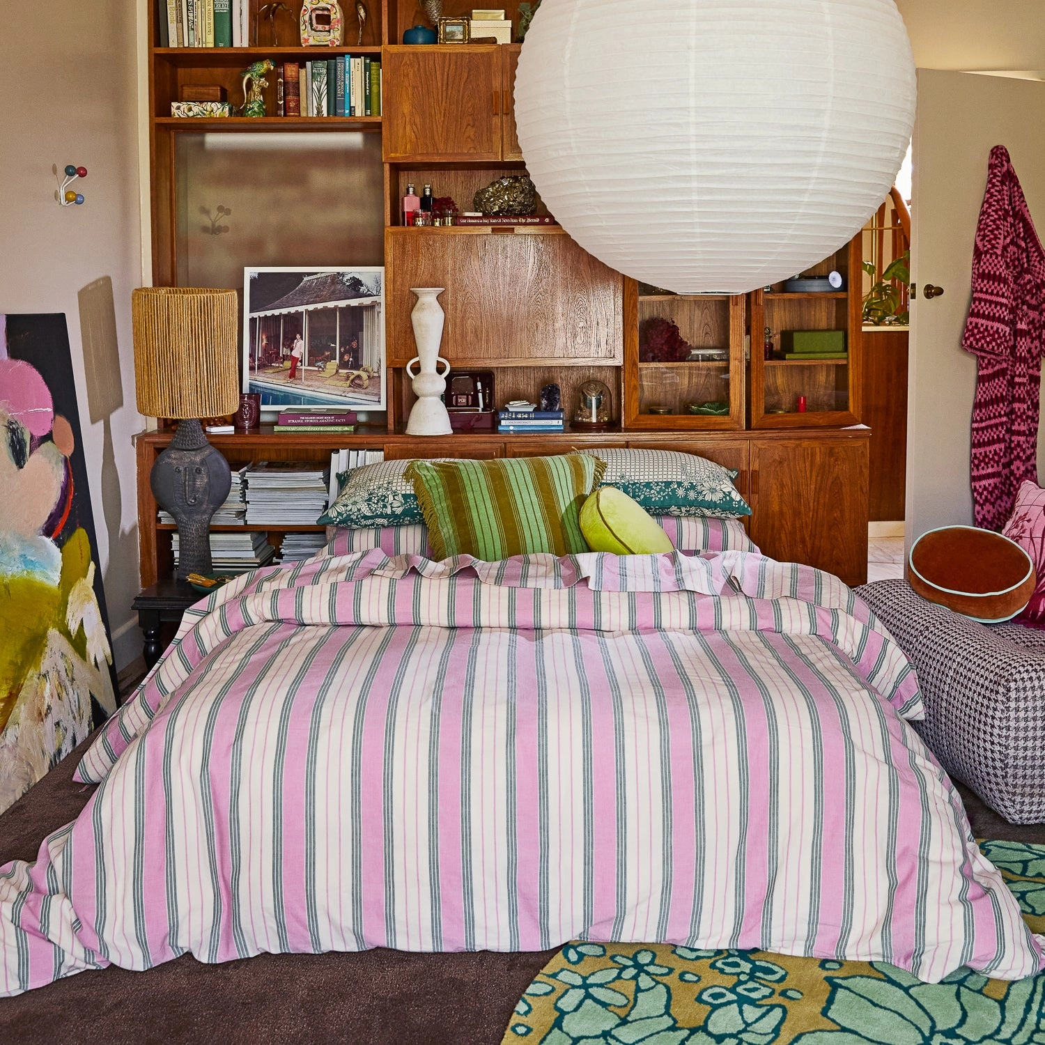 Brigitte Cotton Quilt Cover - Fuchsia