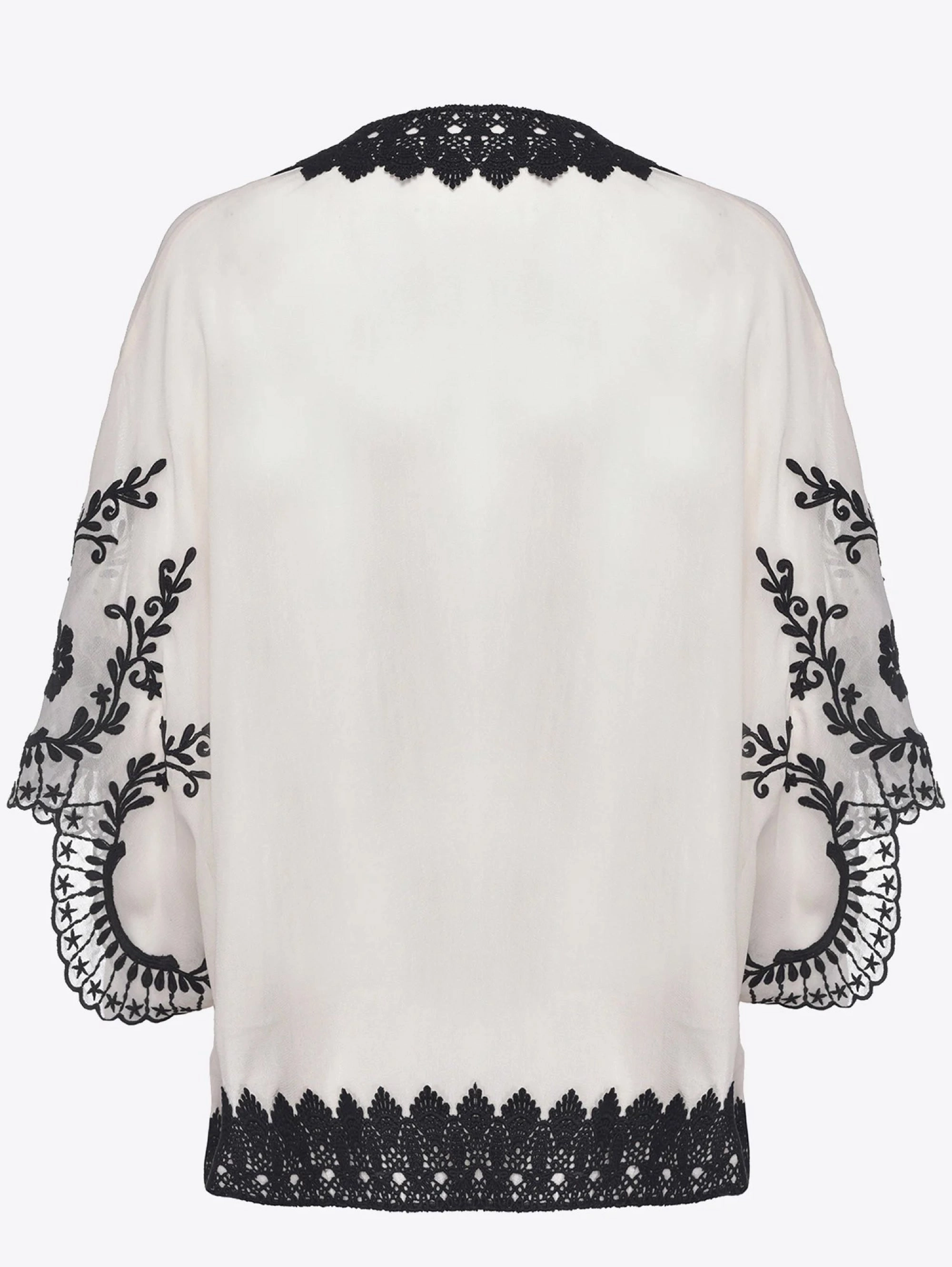 Caftan Embroidered Ecru / Black