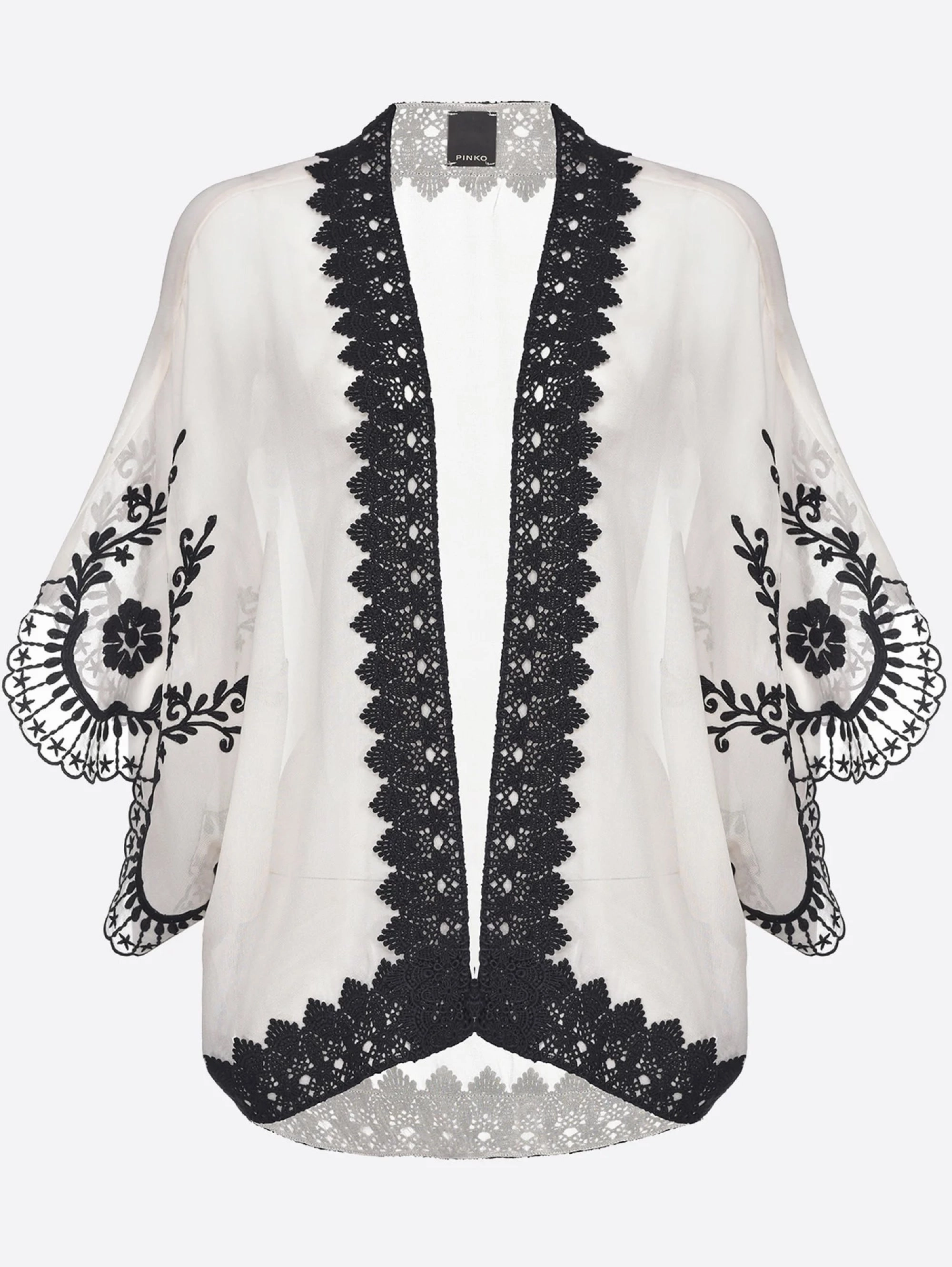 Caftan Embroidered Ecru / Black