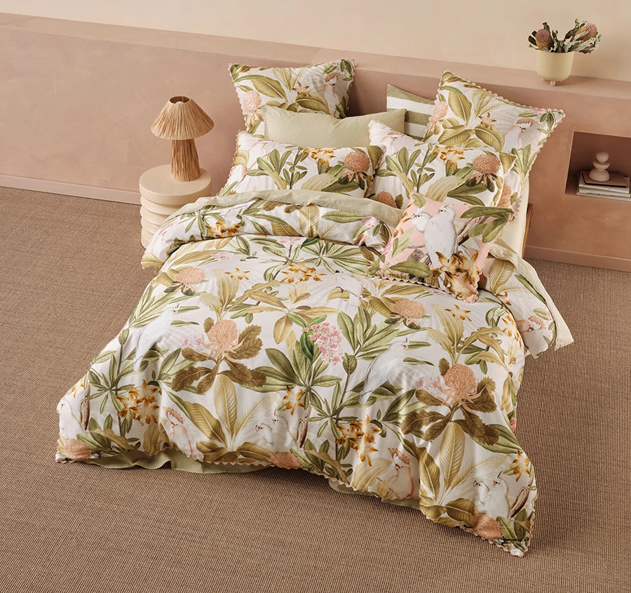 Calista Quilt Cover Set Range Guava