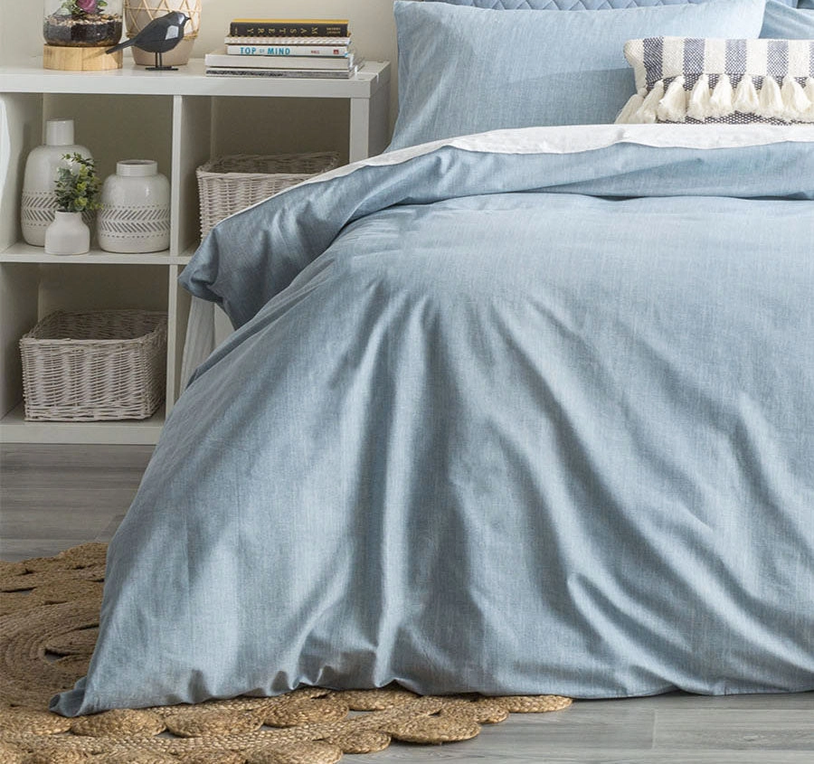 Chambray Paradis Quilt Cover Set Range Aquatic