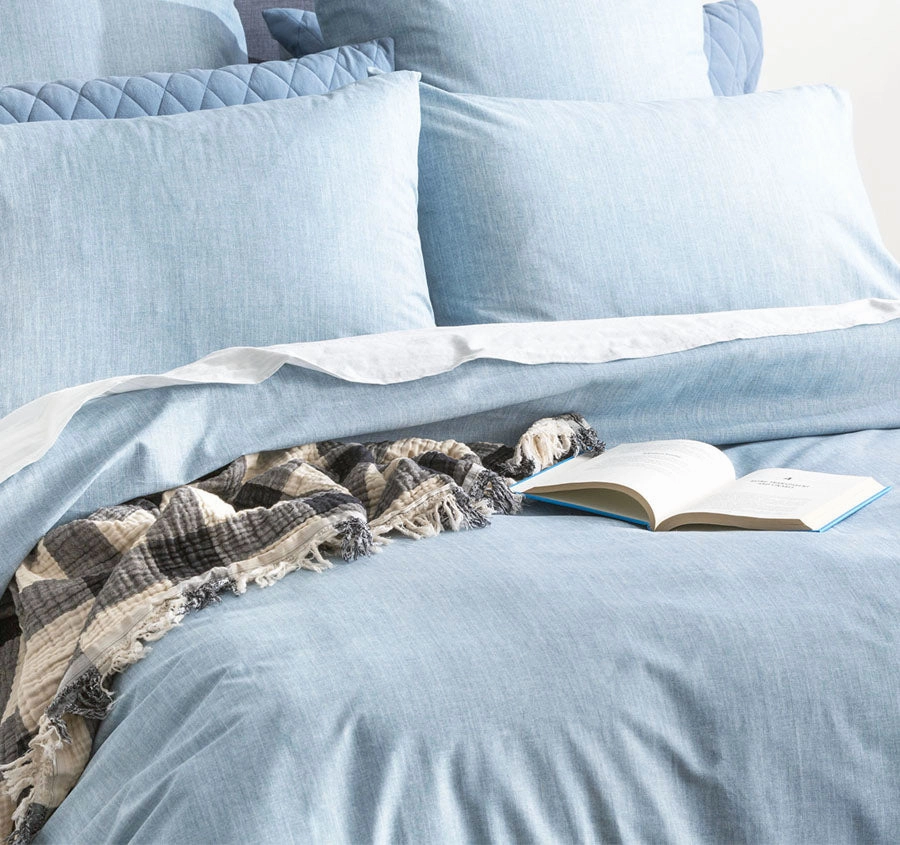 Chambray Paradis Quilt Cover Set Range Aquatic