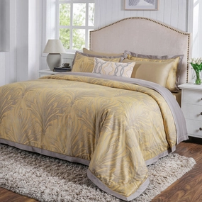Classical Ornate Baroque Feathering 8pcs Duvet Cover Set Gold