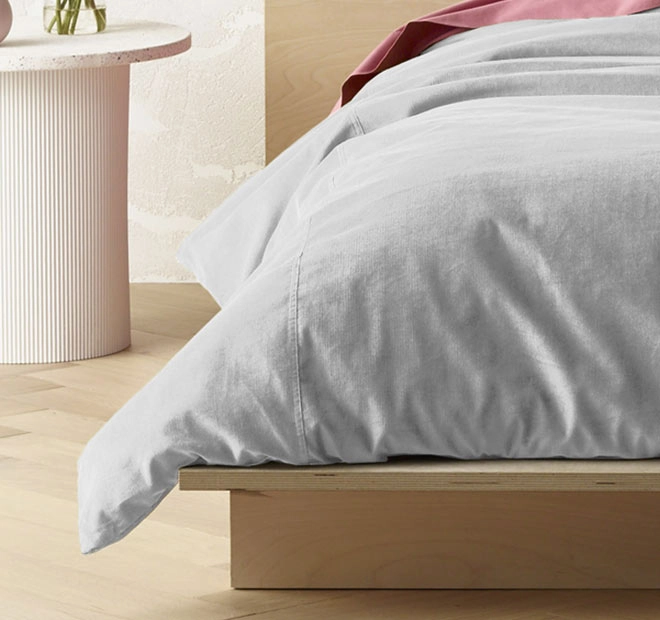 Corduroy Quilt Cover Set Range Dove Grey