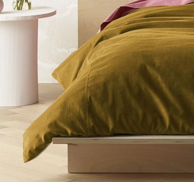 Corduroy Quilt Cover Set Range Gold Harmony