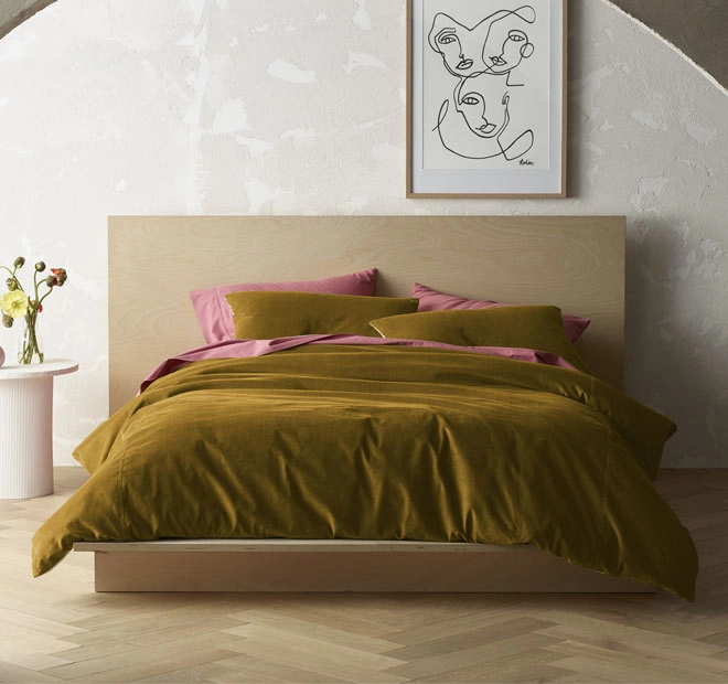 Corduroy Quilt Cover Set Range Gold Harmony