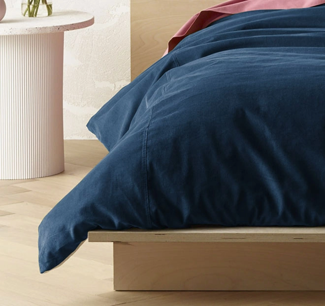 Corduroy Quilt Cover Set Range Riverland Blue