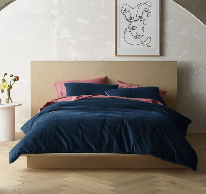 Corduroy Quilt Cover Set Range Riverland Blue