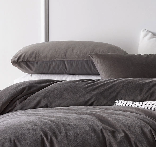 Cotton Velvet Quilt Cover Set Range Storm Grey
