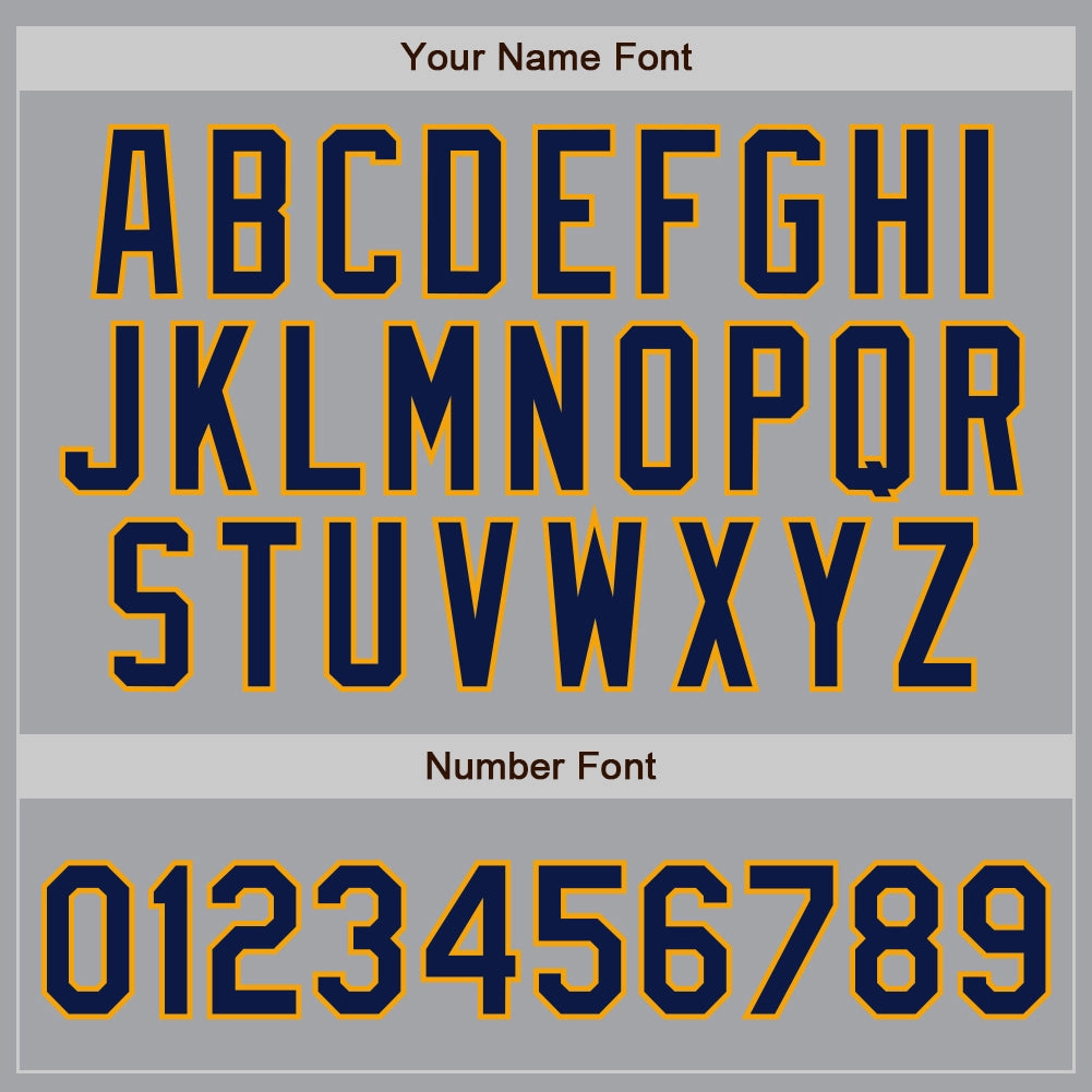 Custom Gray Navy Pinstripe Navy-Gold Authentic Baseball Jersey