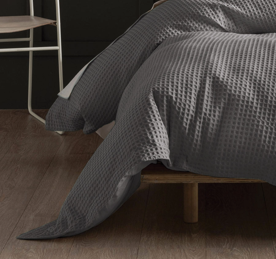 Deluxe Waffle Quilt Cover Set Range Silver