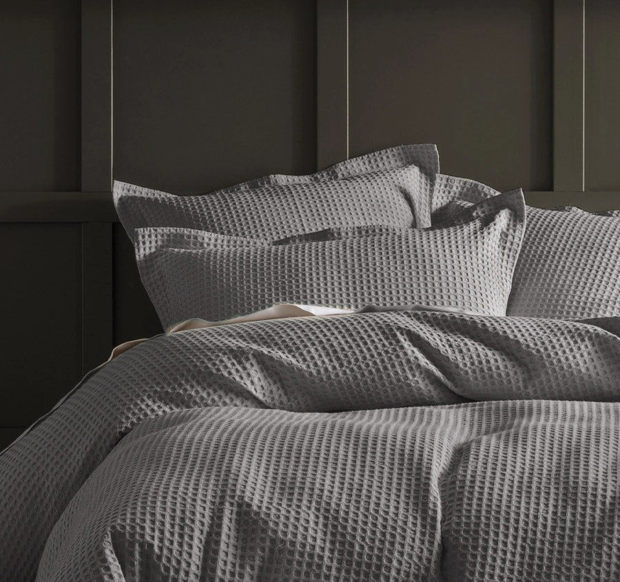 Deluxe Waffle Quilt Cover Set Range Silver