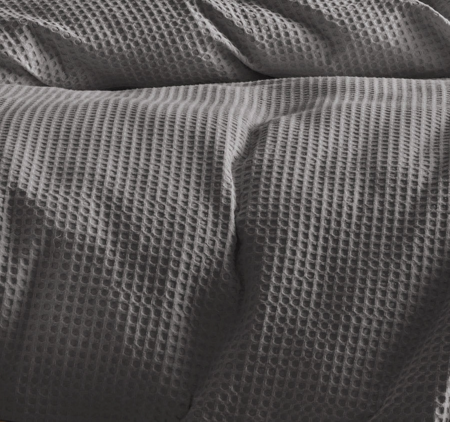 Deluxe Waffle Quilt Cover Set Range Silver