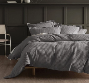 Deluxe Waffle Quilt Cover Set Range Silver