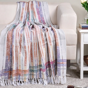 Eclectic Geo Rhombus 100% Cotton Grey Throw