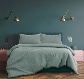 Eddison Quilt Cover Set Range Bluestone