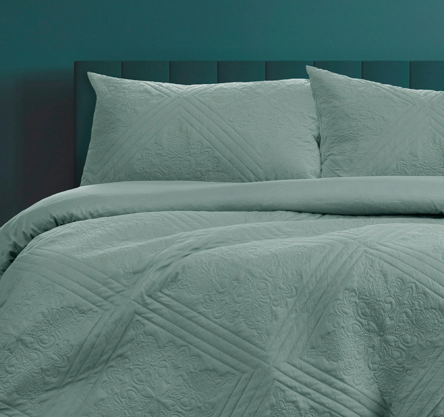 Eddison Quilt Cover Set Range Bluestone