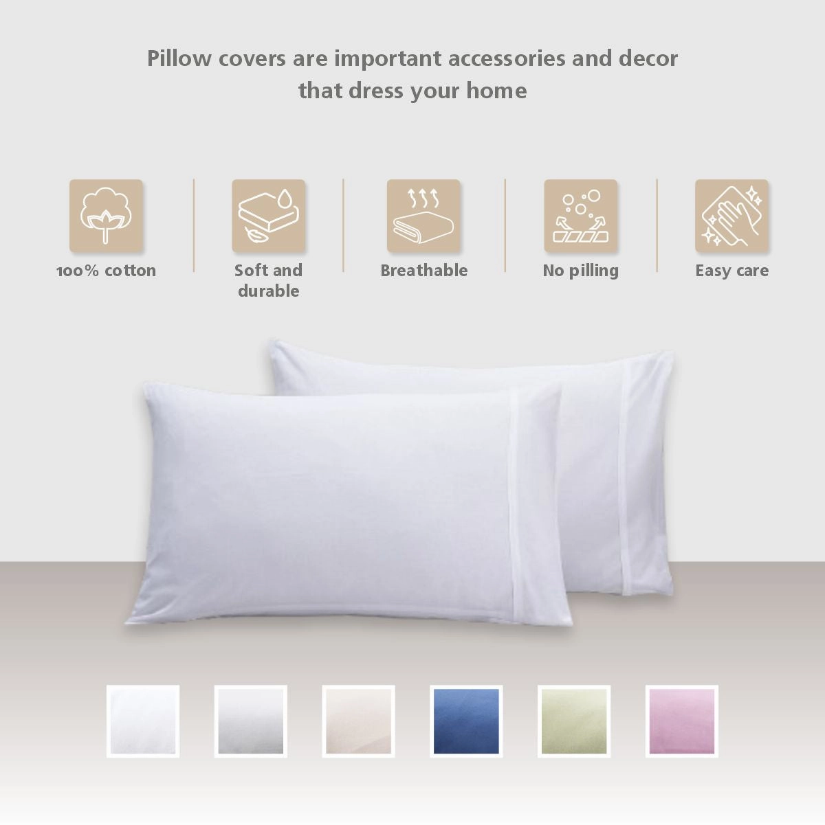 Eden Solid 100% Cotton Green 2PC Pillow Case Set