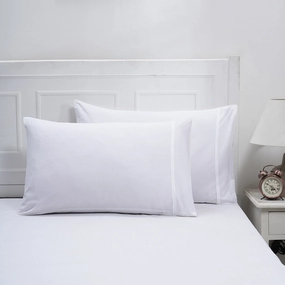 Eden Solid 100% Cotton White 2PC Pillow Case Set