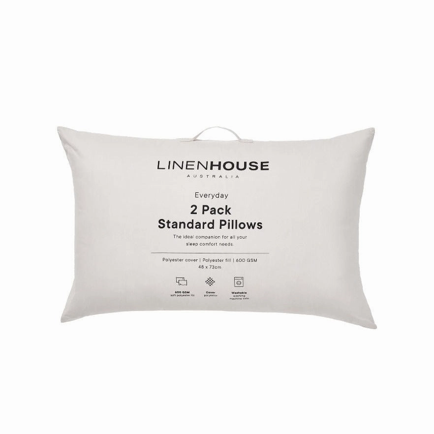 Everyday Washable Standard 2 Pack Pillow Pair 600gsm by Linen House